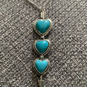 Triple Heart Turquoise Necklace with Silver Accents